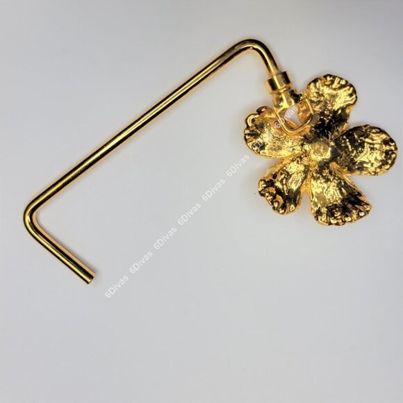 Gold Plated Hibiscus Flower Handbag Hook or Handbag Table Holder - Picture 4 of 14